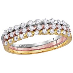 10kt Tri-tone Gold Womens Round Natural Diamond Fashion