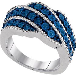 925 Sterling Silver White 0.13CTW BLUE DIAMOND FASHION