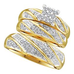 10KT Yellow Gold 0.30CTW DIAMOND CLUSTER TRIO SET