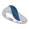 Image 1 : 10KT White Gold 0.45CTW BLUE DIAMOND MICRO-PAVE RING