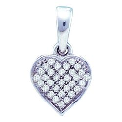 10KT White Gold 0.10CTW ROUND DIAMOND MICRO PAVE HEART