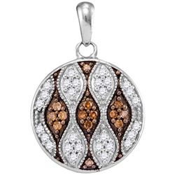 10KT White Gold 0.33CTW COGNAC DIAMOND FASHION PENDANT