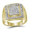 Image 1 : Yellow Tone Sterling Silver Mens Round Diamond Square F