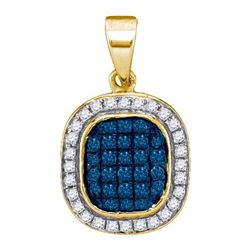 10K Yellow-gold 0.25CTW BLUE DIAMOND MICRO-PAVE PENDANT