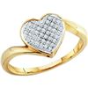 Image 1 : 925 Sterling Silver Yellow 0.05CTW DIAMOND HEART RING