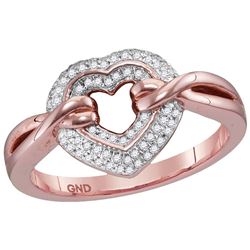 10kt Rose Gold Womens Round Natural Diamond Heart Love