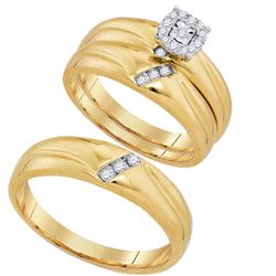 10K Yellow-gold 0.18CTW DIAMOND FASHION TRIO SET