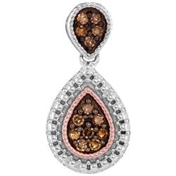 925 Sterling Silver White 0.15CTW COGNAC DIAMOND FASHIO