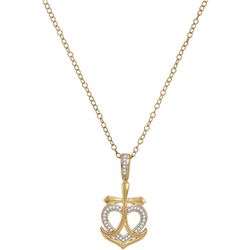 10kt Yellow Gold Womens Round Diamond Heart Cross Ancho