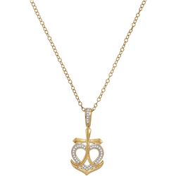 10kt Yellow Gold Womens Round Diamond Heart Cross Ancho