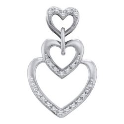 10KT White Gold 0.06CTW ROUND DIAMOND HEART PENDENT