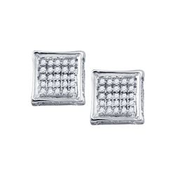 10kt White Gold Mens Round Diamond Square Cluster Stud