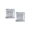 Image 1 : 10kt White Gold Mens Round Diamond Square Cluster Stud