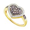 Image 1 : 10KT Yellow Gold 0.51CTW COGNAC DIAMOND LADIES HEART RI