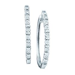 10KT White Gold 0.05CTW DIAMOND MICRO PAVE FASHION HOOP