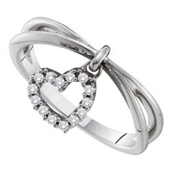 14KT White Gold 0.10CTW ROUND DIAMOND LADIES HEART FASH