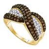 Image 1 : 10K Yellow-gold 1.00CTW COGNAC DIAMOND FASHION BAND