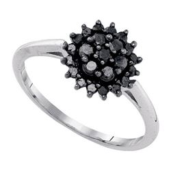 10K White-gold 0.49CTW-BLACK DIAMOND RING