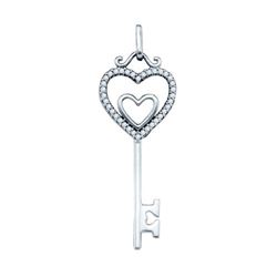 10KT White Gold 0.10CTW DIAMOND KEY PENDANT