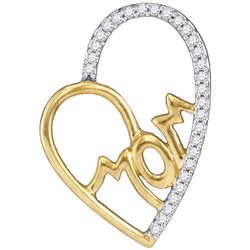 10kt Yellow Gold Womens Round Diamond Mom Mother Heart