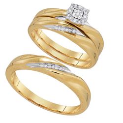 10K Yellow-gold 0.14CTW DIAMOND FASHION TRIO SET