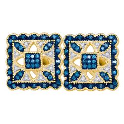 10KT Yellow Gold 0.20CT BLUE DIAMOND FASHION EARRING