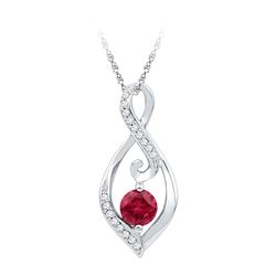 10kt White Gold Womens Round Lab-Created Ruby Solitaire