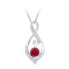 Image 1 : 10kt White Gold Womens Round Lab-Created Ruby Solitaire