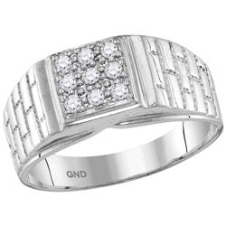 10kt White Gold Mens Round Natural Diamond Square Clust