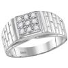 Image 1 : 10kt White Gold Mens Round Natural Diamond Square Clust