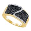 Image 1 : 10K Yellow-gold 0.75CTW BLACK DIAMOND MICRO-PAVE RING