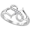 Image 1 : 10kt White Gold Womens Round Diamond Double Heart Infin