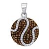 Image 1 : 10KT White Gold 0.45CTW COGNAC DIAMOND MICRO-PAVE PENDA