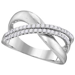 10kt White Gold Womens Round Diamond Double Two Row Cro
