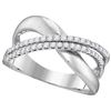 Image 1 : 10kt White Gold Womens Round Diamond Double Two Row Cro