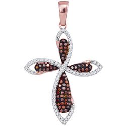 10KT Rose Gold 0.33CTW DIAMOND CROSS PENDANT