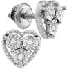 Image 1 : Sterling Silver Womens Round Diamond Heart Frame Screwb