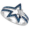 Image 1 : Sterling Silver Womens Round Blue Colored Diamond Doubl