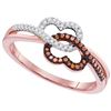 Image 1 : 10KT Rose Gold 0.15CTW DIAMOND BROWN RING
