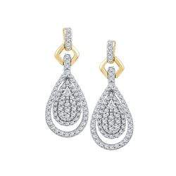 10kt Yellow Gold Womens Round Diamond Teardrop Cluster