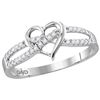 10kt White Gold Womens Round Natural Diamond Heart Love
