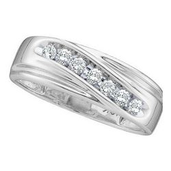 14k White Gold Round Channel-set Natural Diamond 8-13 M