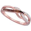 10kt Rose Gold Womens Round Red Colored Diamond Woven F