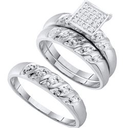 10KT White Gold 0.08CTW DIAMOND CLUSTER TRIO SET