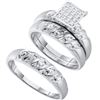 Image 1 : 10KT White Gold 0.08CTW DIAMOND CLUSTER TRIO SET