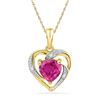 Image 1 : 10kt Yellow Gold Womens Round Lab-Created Ruby Heart Lo