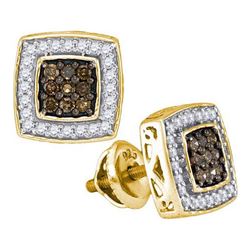 10K Yellow-gold 0.50CTW COGNAC DIAMOND MICRO-PAVE EARRI