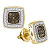 Image 1 : 10K Yellow-gold 0.50CTW COGNAC DIAMOND MICRO-PAVE EARRI