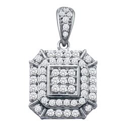 Womens 10K White Gold Cushion Cluster Genuine Diamond C