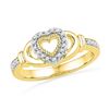 Image 1 : 10K Yellow-gold 0.12CTW DIAMOND FASHION HEART RING